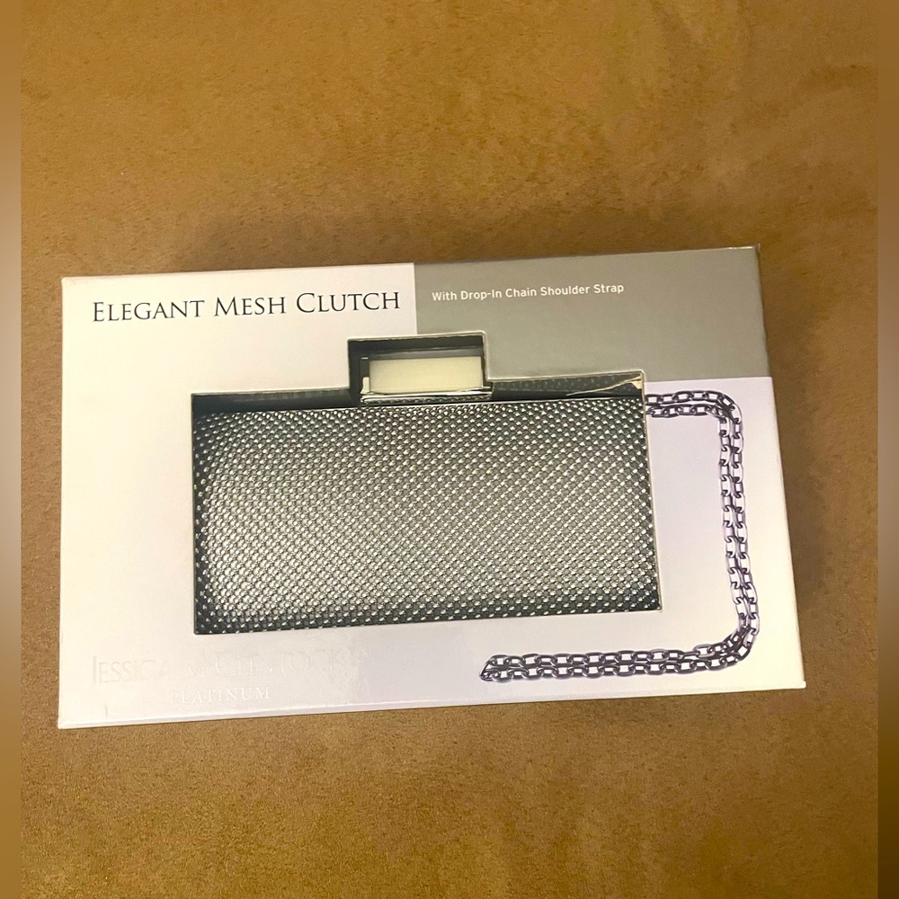 Jessica McClintock Elegant mesh clutch, new in box